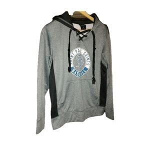 Gildan Gray and Black Pullover Hoodie with Graphic Design